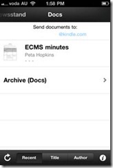 Documents in iPhone Kindle