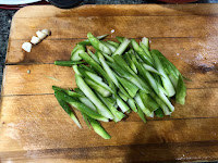 The ingredients: garlic and kailan