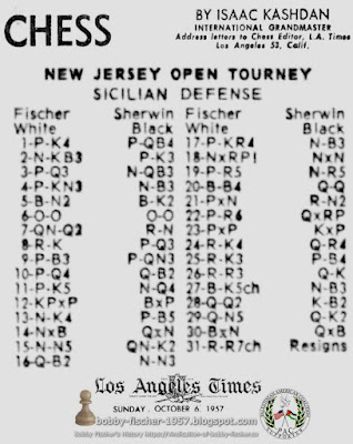 New Jersey Open Tourney - Sicilian Defense, Bobby Fischer vs. James Sherwin