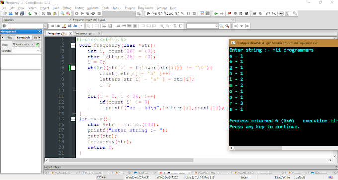 Program in C and C++ to count frequency of each character in a string  