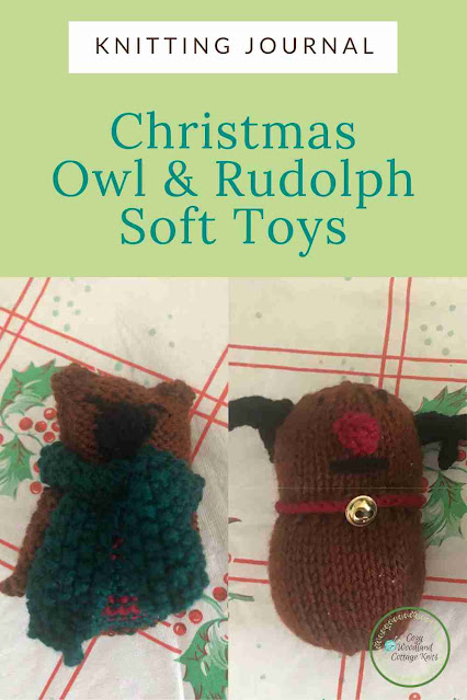 Picture of christmas owl and rudolph soft toys