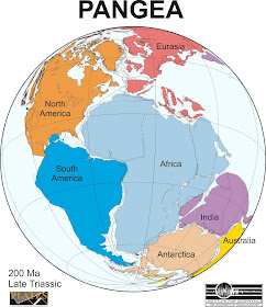 Pangea no momento em que todos os continentes estavam unidos. Segundo o Instituto de Geofísica da Universidade de Austin, Texas, EUA