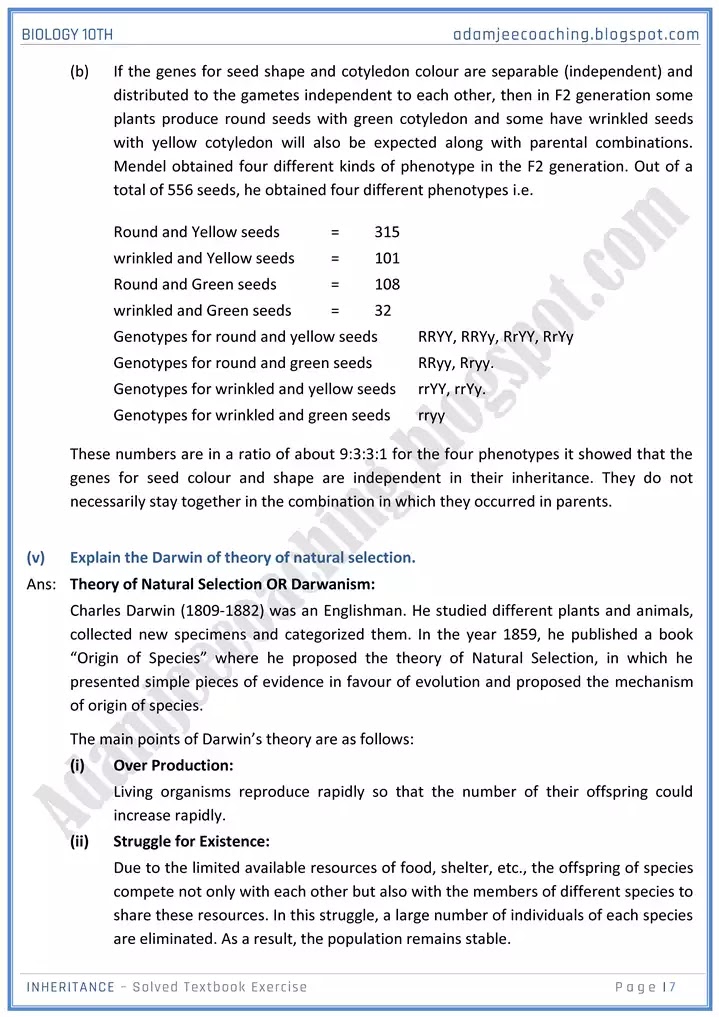 inheritance-solved-textbook-exercise-biology-10th