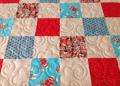 'Sock Monkey Quilt' with Popcorn digital pantograph