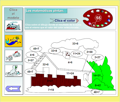 Las matemáticas pintan. Juego de sumar y pintar,juego,pintar,sumas,Matemáticas,operaciones,básicas