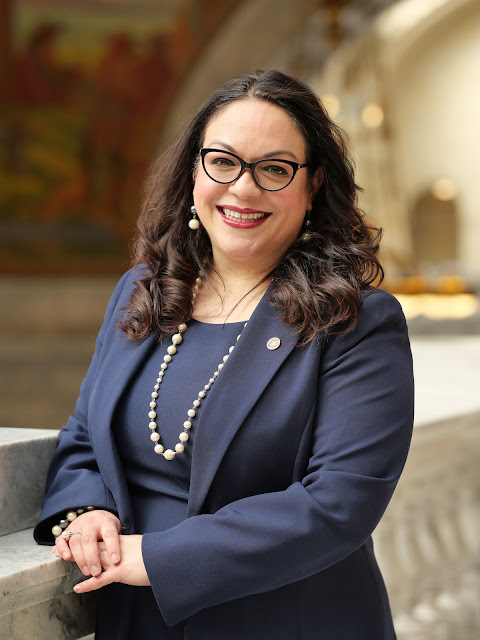 Photo of Senator Luz Escamilla posing inside Utah Capitol Building