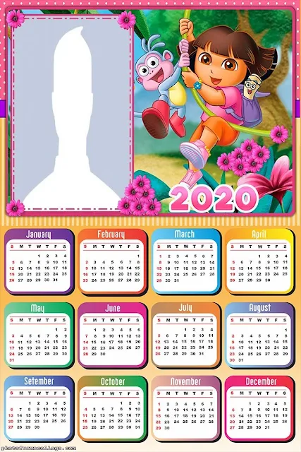 Dora la Exploradora: Calendario 2020 para Imprimir Gratis.