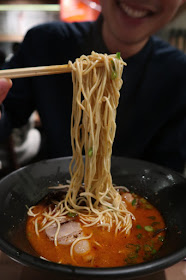 Ippudo's Karaka Spicy Ramen noodles.