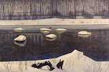 Sable River. Winter: Adirondacks by Rockwell Kent - Landscape Paintings from Hermitage Museum