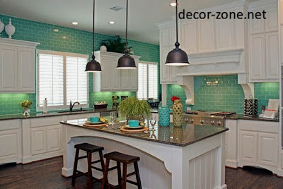 kitchen backsplash tile ideas in a turquoise color 