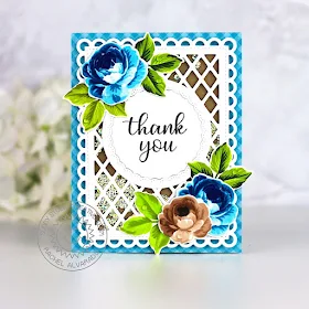 Sunny Studio Stamps: Everything's Rosy Fancy Frames Frilly Frames Thank You Card by Rachel Alvarado