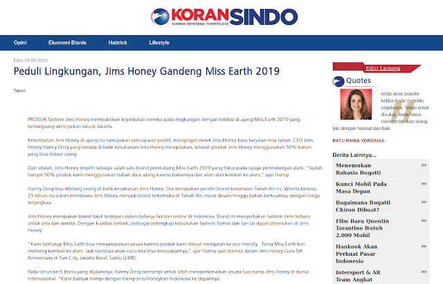 Peduli Lingkungan, Jims Honey Gandeng Miss Earth 2019