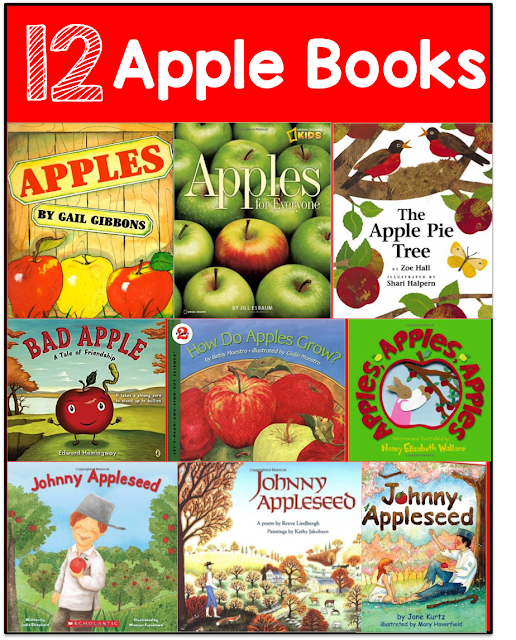 12 Best Books to read about apples for kindergarten and first grade.  All about apples and John Appleseed.