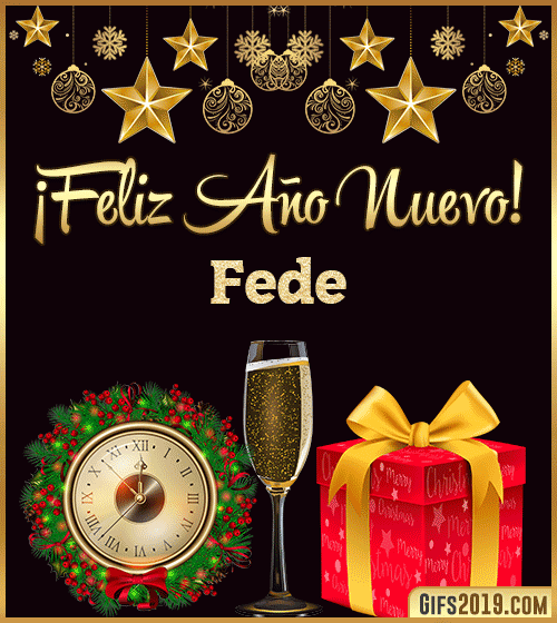 Gif de feliz año nuevo con nombre fede