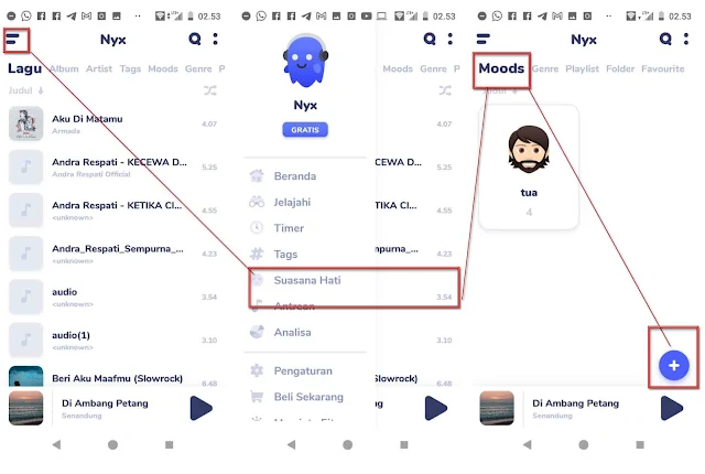 cara membuat nyx lagu dengan moods