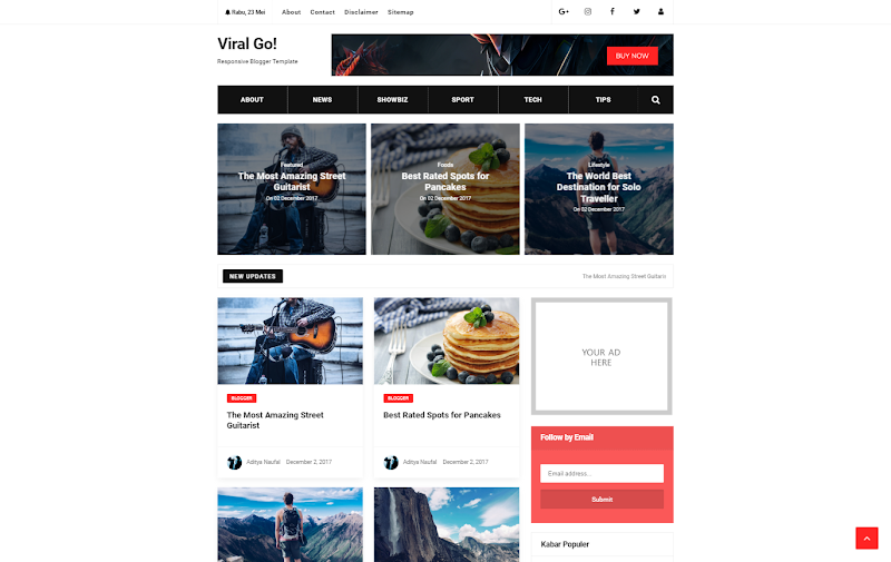 VIRAL GO RESPONSIVE - Responsive Blogger Template