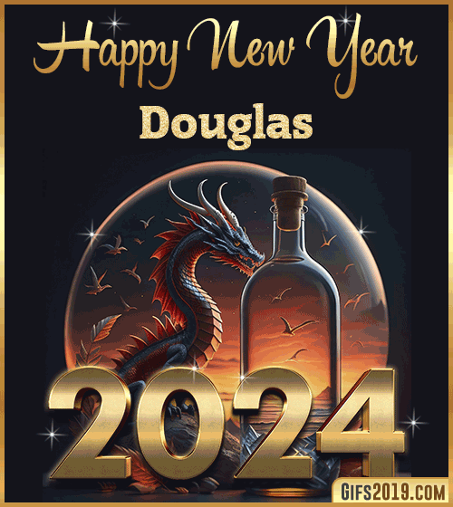 Dragon gif wishes Happy New Year 2024 Douglas
