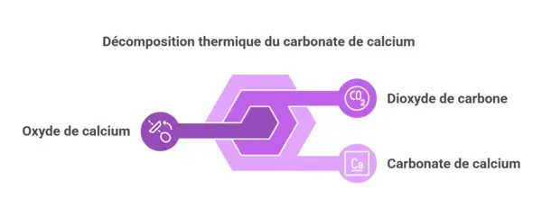 un schéma synoptique sur la réaction de décomposition thermique des carbonates