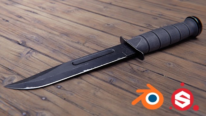 Combat Knife 3D Game Asset in Blender and Substance Painter
