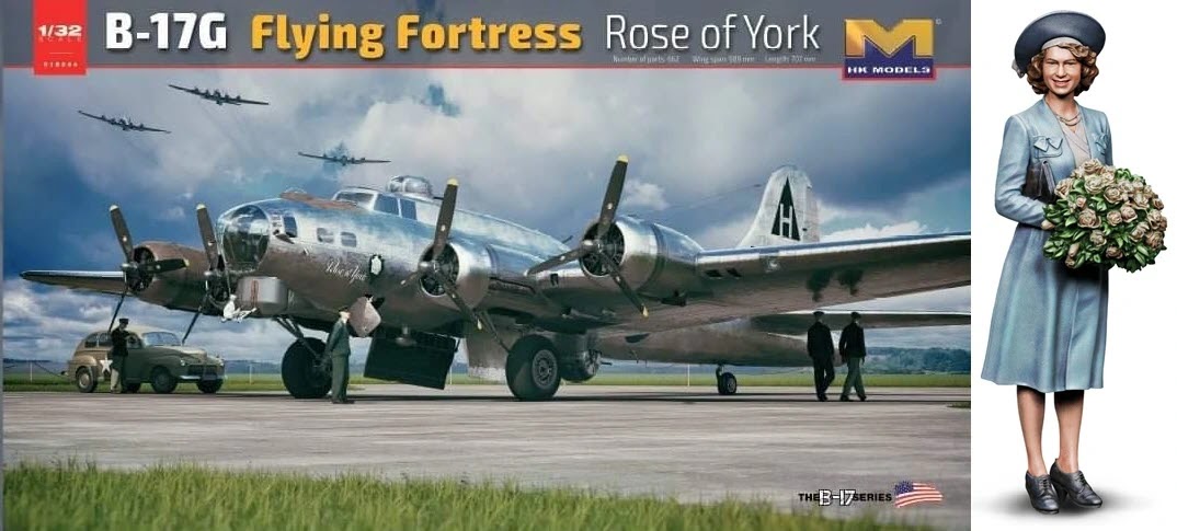 The Modelling News: HK Models release the 32nd scale Rose of York B-17G  w/ a special escort