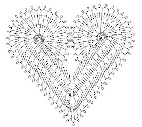 Enfeite de Crochê em forma de coração com gráfico