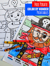 free pirate boy and girl color by number printable sheets for preschoolers