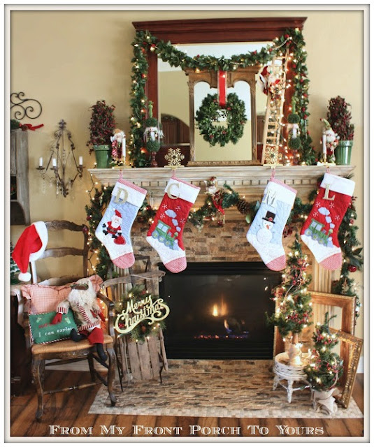 Vintage Sled-Mark Roberts Fairies-Christmas Mantel-Inspiration-From My Front Porch To Yours