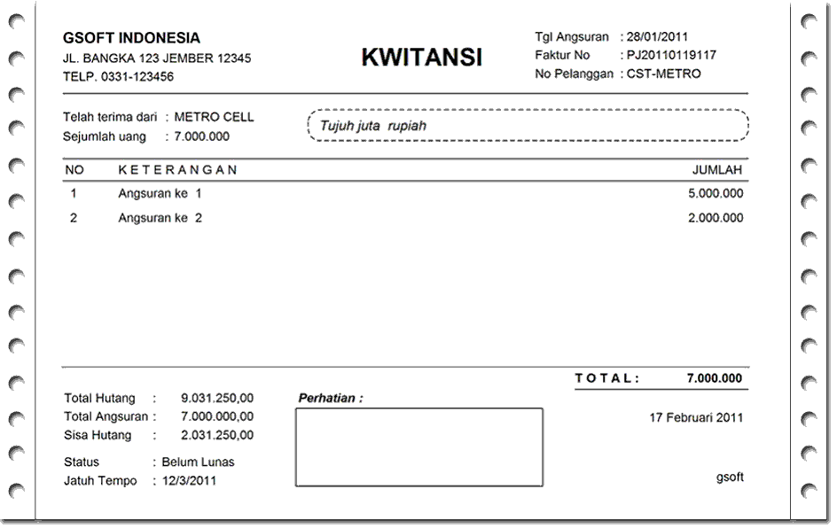 Download Contoh Kwitansi Pembayaran