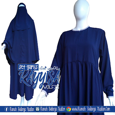 Gamis Syar'i Babydoll Kayyisa Biru Dongker