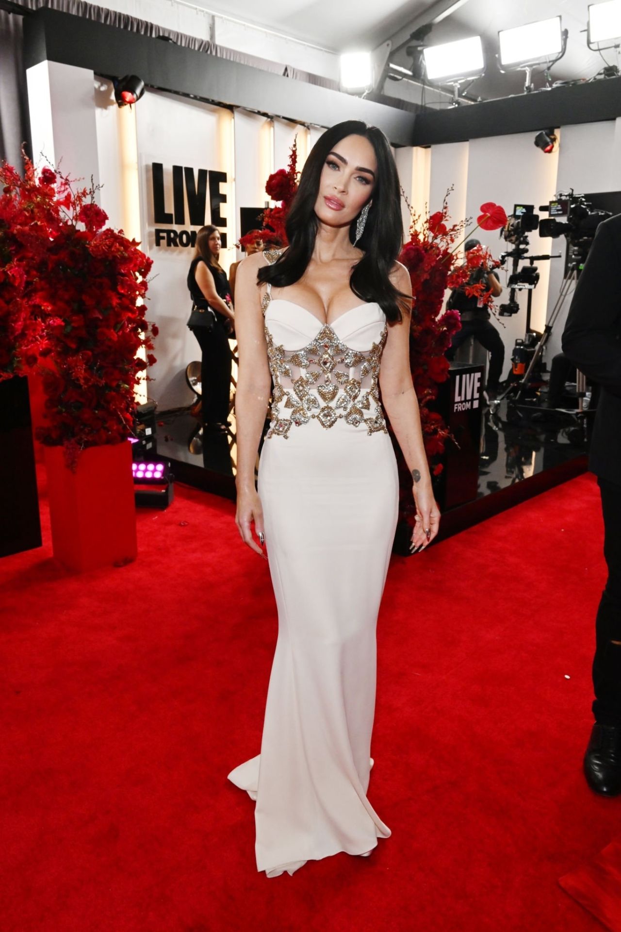 Megan Fox shimmers in ivory at the 2023 Grammys.