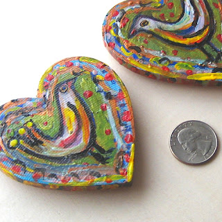 Bird Love , hand-painted bird magnets 