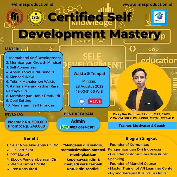 WA.0821-5694-0101 | Gelar Non Akademik Certified Self Development Mastery (C.SDM)