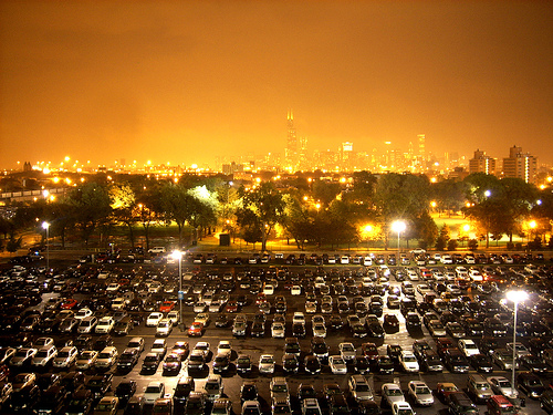 Cahaya lampu pada malam hari