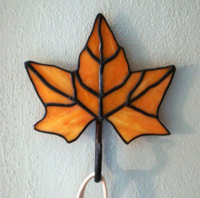 stained glass maple leaf hook