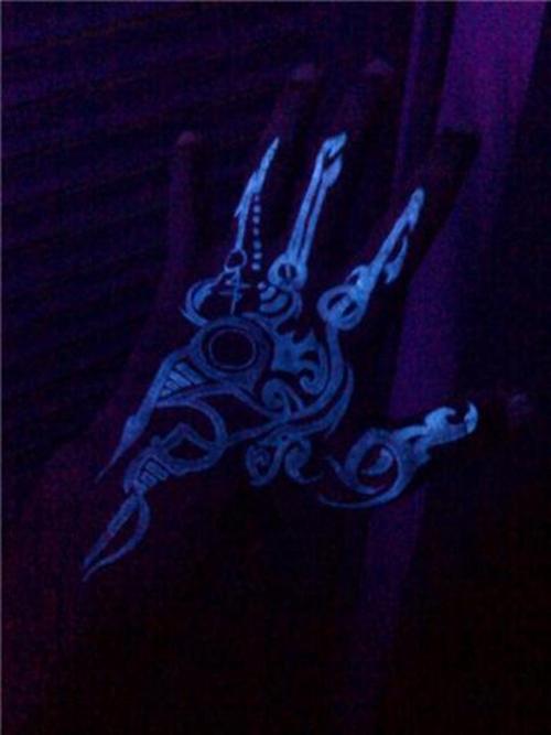 Tribal Hand Tattoo w pic of uv tattoo healing at 922 PM