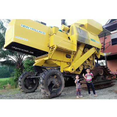 irfan, irfan hensem, mesin padi, pertama kali jumpa mesin padi, kampungku, kampung sawah padi, keindahan sawah padi