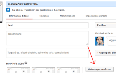 Come impostare la miniatura personalizzata su Youtube