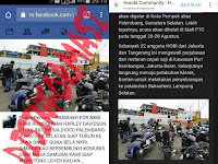 Hoax Rombongan Harley Davidson Cycle Indonesia di Palembang turun ke Jawa Barat untuk menantang GMBI