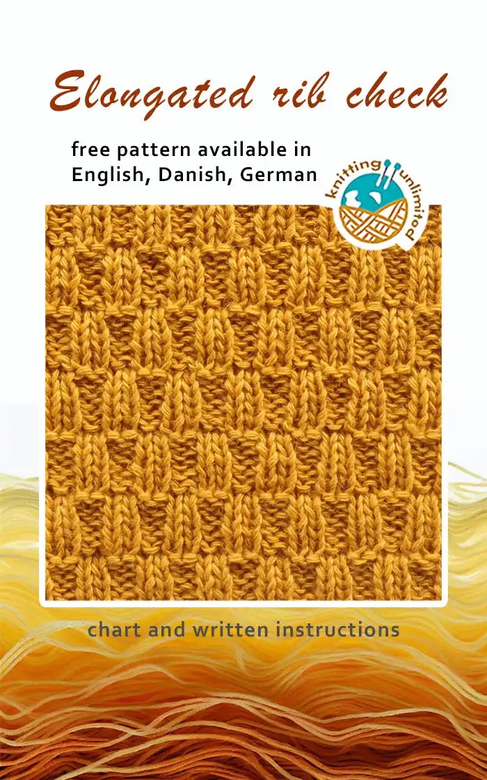 Elongated rib check stitch s free and available in English, Danish, and German