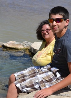 Soaking our feet in the hot spring
