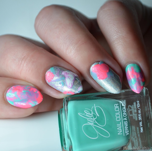 neon unicorn nail art