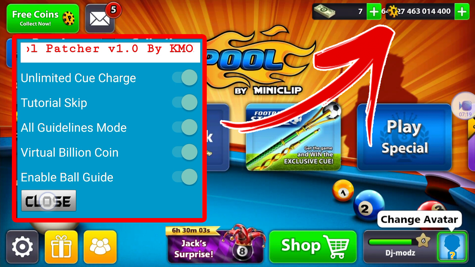 8 Ball Pool Hack 3.10.3 Patcher Mega MOD APK | Virtual Coins ... - 