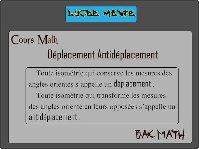 Cours Math - Déplacement Antidéplacement - Bac Math