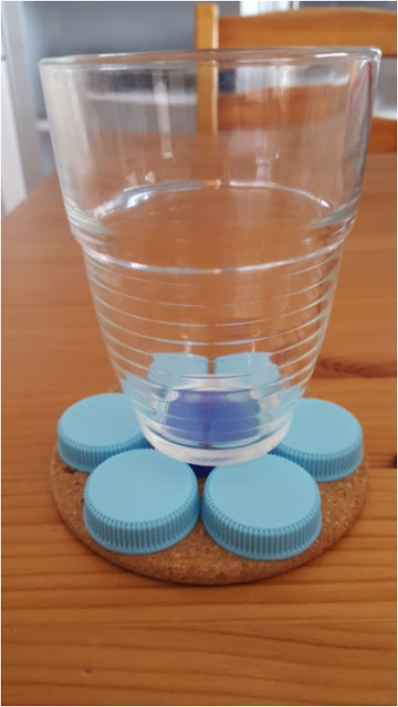 Upcycled: plastic bottle caps & cork coasters