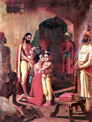 Krishna meets parents painting Raja Ravi Varma