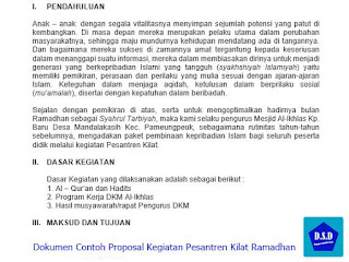 Dokumen Contoh Proposal Kegiatan Pesantren Kilat Ramadhan