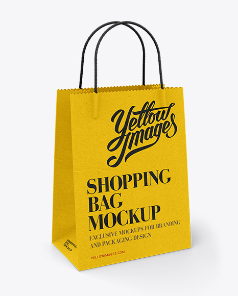 Download White Paper Shopping Bag / Half Side View Mockup