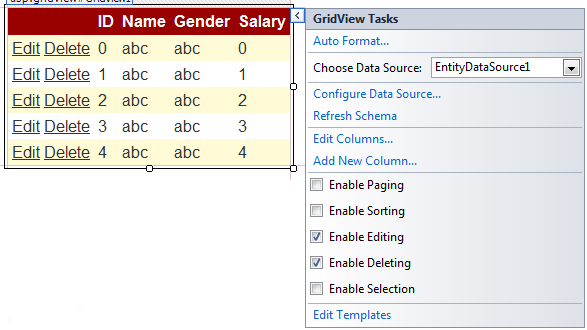 configure gridview