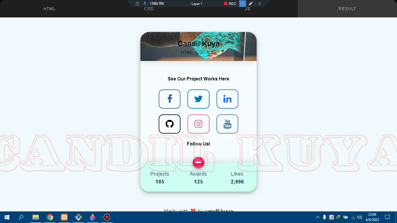 Animated Profile Card - Web Design