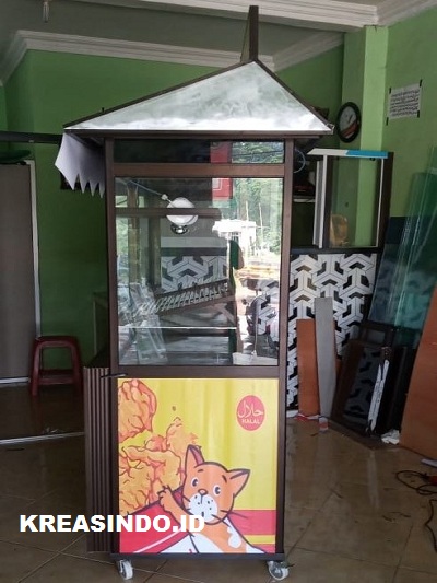 Gerobak Fried Chicken Bahan Aluminium Coklat pesanan Bpk Rahandika - RO Ke Dua